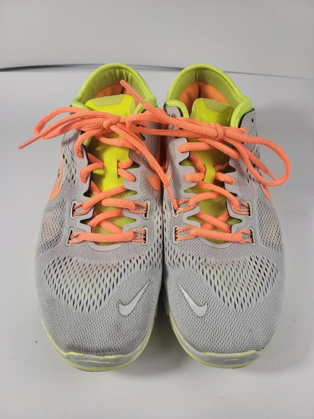 Nike Free 5.0 TR Fit 4 Grey Orange Volt Neon Running Shoes Women's Size 8.5